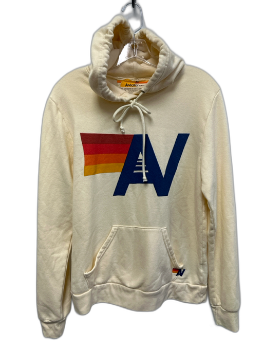 Aviator Nation Size M Butter Yellow & Multi Cotton Blend Logo Drawstring Sweater Butter Yellow & Multi / M