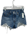 Levis Size 25 Med Wash Cotton Button Fly Whiskering Ripped Hem Shorts Med Wash / 25