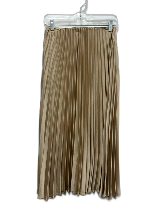 House of Harlow Size XS Beige Polyester Elastic Waist Accordion Pleat Midi Skirt Beige / XS