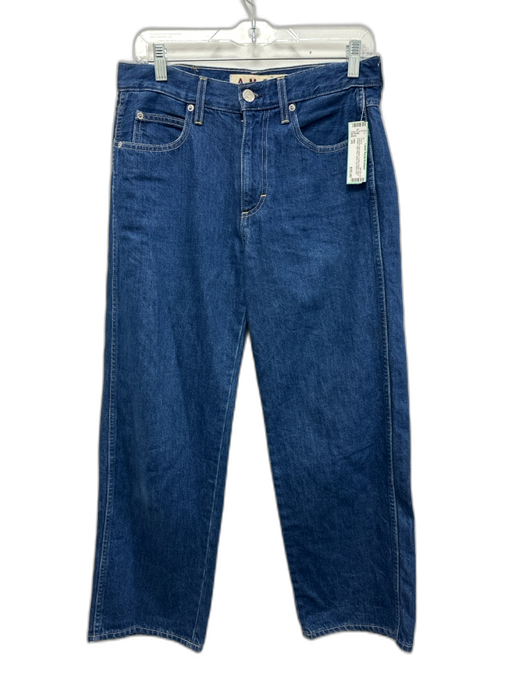 AMO Size 25 Med Wash Cotton Denim Zip & Button High Rise Wide Leg Jeans Med Wash / 25