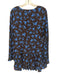 Zara Size S Black & Blue Polyester Long Sleeve Floral Mini Faux Wrap Dress Black & Blue / S