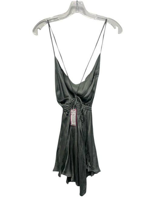Indah Size XS Slate Gray Viscose Spaghetti Strap Open Back A Line Mini Dress Slate Gray / XS