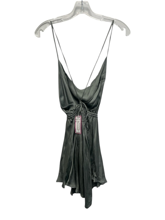Indah Size XS Slate Gray Viscose Spaghetti Strap Open Back A Line Mini Dress Slate Gray / XS