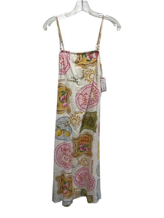 Paper Heart Size S White, Pink & Blue Rayon Spaghetti Strap Post Cards Dress White, Pink & Blue / S