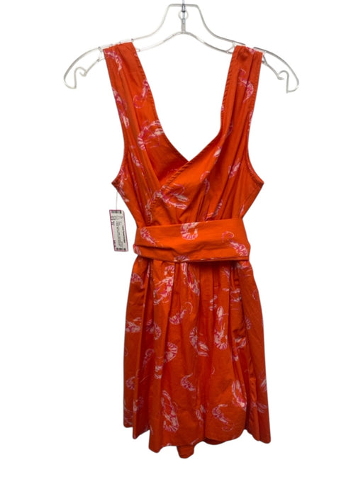 Maeve Size XS Orange & Pink Cotton Sleeveless Floral V Neck Mini Dress Orange & Pink / XS