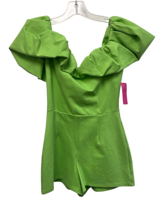 Elliatt Size XS Lime Green Viscose Blend Off Shoulder Balloon Sleeve Romper Lime Green / XS