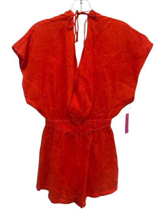 Zara Size S Red Cap Sleeve V Neck Elastic Waist Romper Red / S