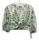 Zara Size S Green & White Cotton 3/4 Balloon Sleeve Eyelet Twist Front Top Green & White / S