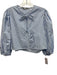 Zara Size S Light blue & white Cotton Long Sleeve Striped V Neck Top Light blue & white / S