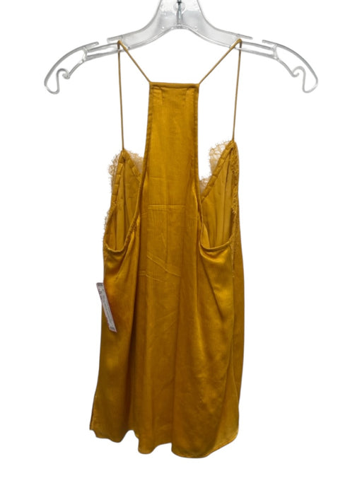 Cami NYC Size XS Marigold Yellow Silk Spaghetti Strap Lace Trim Textured Top Marigold Yellow / XS