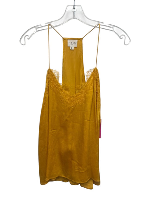 Cami NYC Size XS Marigold Yellow Silk Spaghetti Strap Lace Trim Textured Top Marigold Yellow / XS