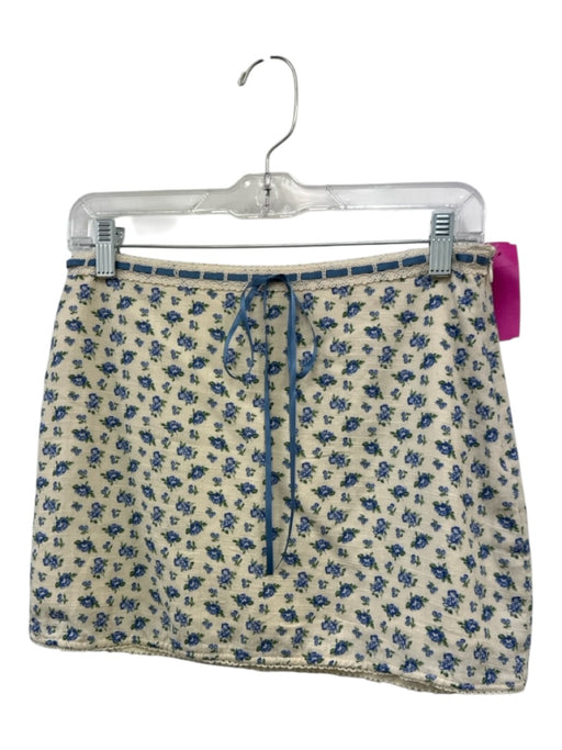 Bailey Rose Size S Blue, Green, White Cotton Side Zip Floral Ribbon Detail Skirt Blue, Green, White / S