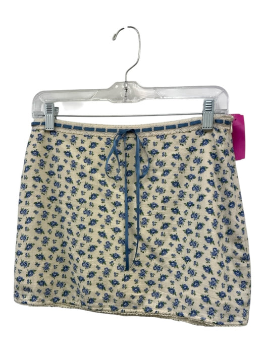 Bailey Rose Size S Blue, Green, White Cotton Side Zip Floral Ribbon Detail Skirt Blue, Green, White / S