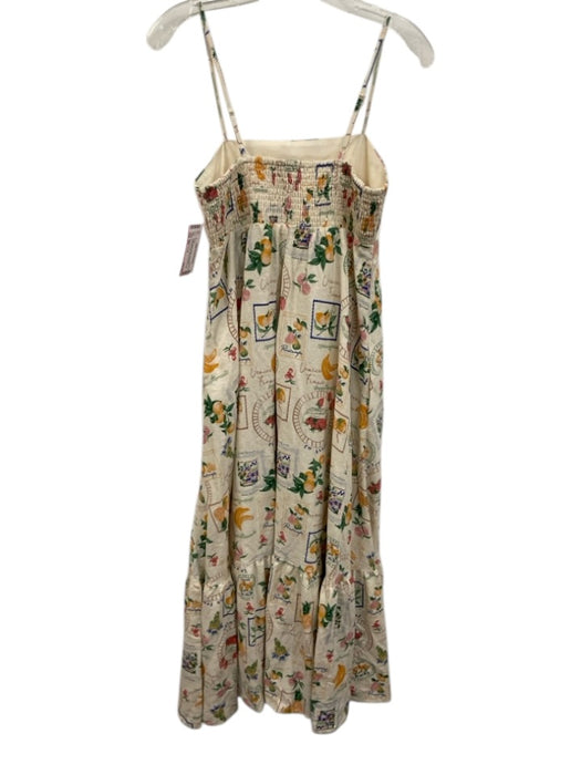 Maison d'Amelie Size XS Cream White & Multi Linen Blend Spaghetti Strap Dress Cream White & Multi / XS