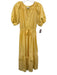 Moon River Size XS Pale Yellow Cotton Short Balloon Sleeve Eyelet Detail Dress Pale Yellow / XS