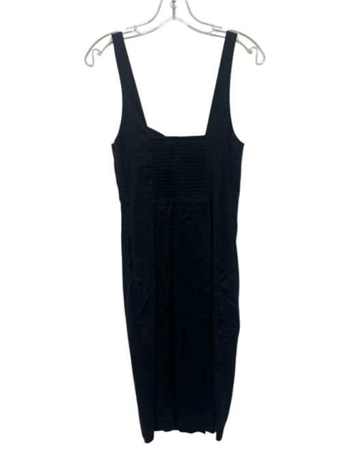 Anthropologie Size S Black Linen Blend Sleeveless Button Detail Side Zip Dress Black / S