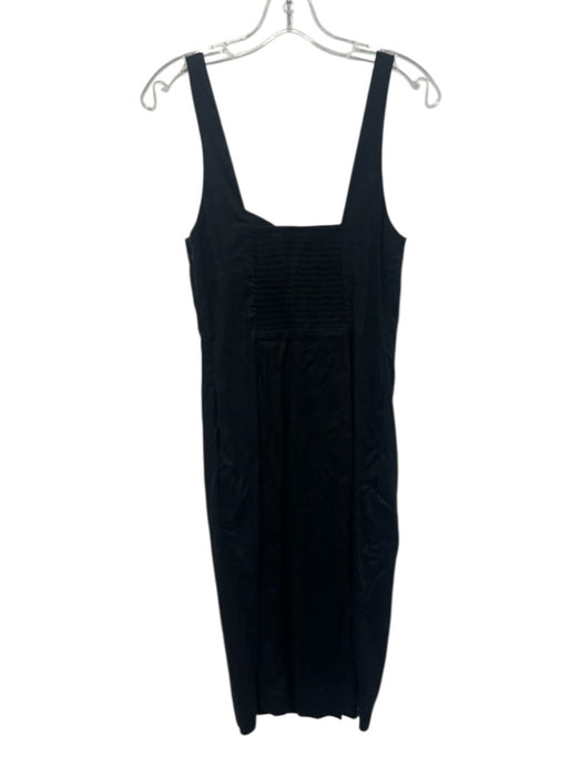 Anthropologie Size S Black Linen Blend Sleeveless Button Detail Side Zip Dress Black / S