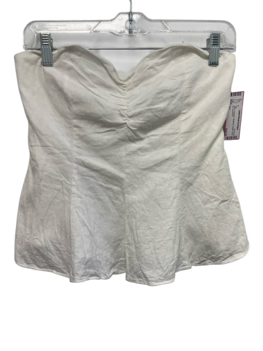 Zara Size M White Polyester Strapless Peplum Back Zip Top White / M