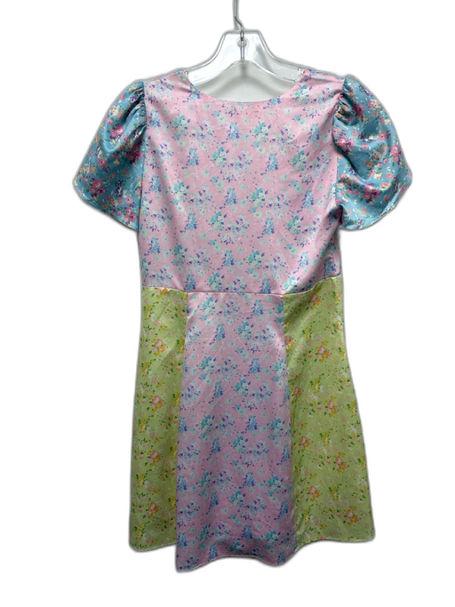 Love Shack Fancy Size 4 Pink, Blue & Multi Polyester Short Sleeve Floral Dress Pink, Blue & Multi / 4