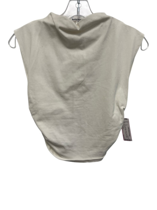 Reformation Size XS White Cotton Blend Cap Sleeve Mock Turtleneck Top White / XS