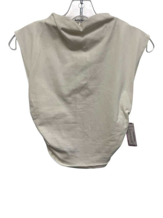 Reformation Size XS White Cotton Blend Cap Sleeve Mock Turtleneck Top White / XS