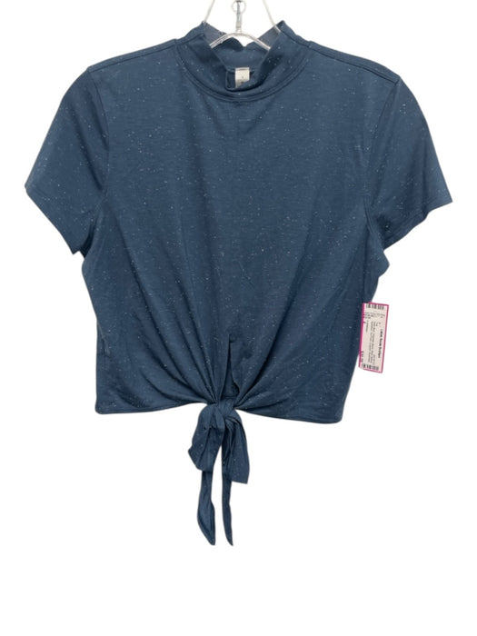 Lululemon Size 4 Slate Blue Polyester Blend Short Sleeve Speckled Tie Front Top Slate Blue / 4