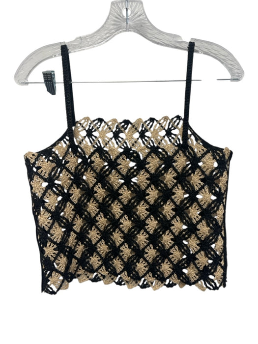 H&M Size S Black & Tan Polyester Spaghetti Strap Crochet Unlined Skirt Set Black & Tan / S