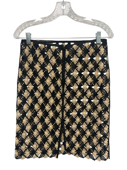 H&M Size S Black & Tan Polyester Spaghetti Strap Crochet Unlined Skirt Set Black & Tan / S