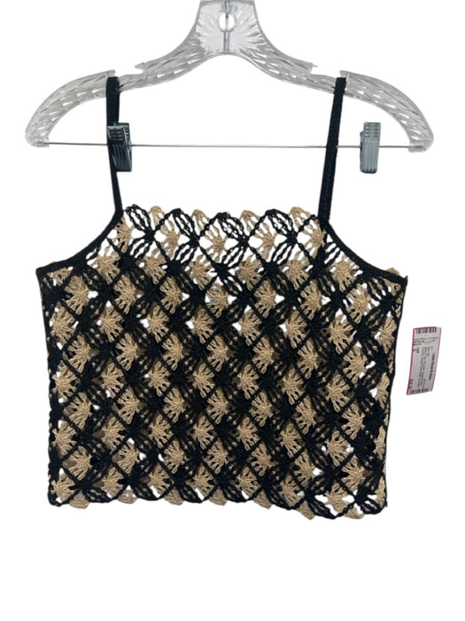 H&M Size S Black & Tan Polyester Spaghetti Strap Crochet Unlined Skirt Set Black & Tan / S