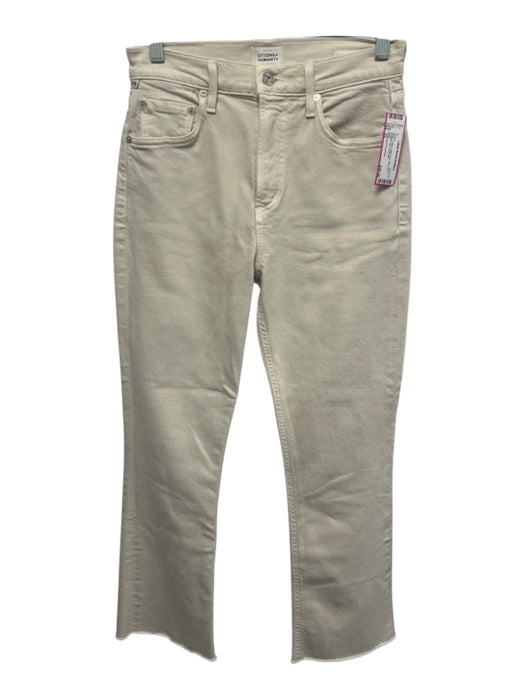 Citizens of Humanity Size 25 Beige Cotton High Rise Raw Hem Straight Leg Jeans Beige / 25