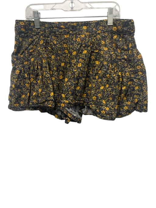 Free People Size 4 Yellow & Navy Cotton Blend Low Rise Floral Shorts Yellow & Navy / 4