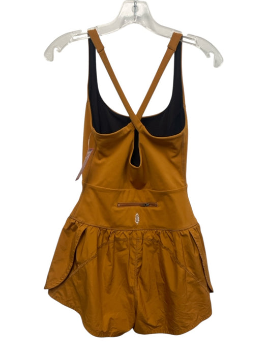 FP Movement Size S Rust Orange Polymide Blend Criss Cross Straps Romper Rust Orange / S