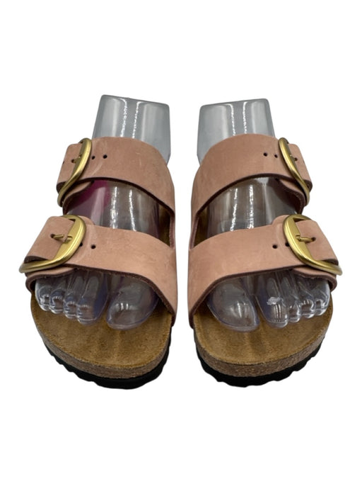 Birkenstock Shoe Size 36 Light Pink Suede Cork Gold Buckle Double Strap Sandals Light Pink / 36