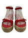 Pedro Garcia Shoe Size 36 Red & Tan Suede Raffia Criss Cross Strap Wedges Red & Tan / 36