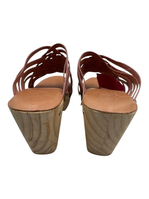 Beek Shoe Size 6 Dusty Pink Leather Wood Sole Braided Block Heel Sandals Dusty Pink / 6