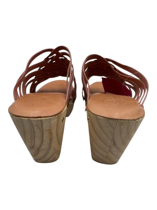 Beek Shoe Size 6 Dusty Pink Leather Wood Sole Braided Block Heel Sandals Dusty Pink / 6