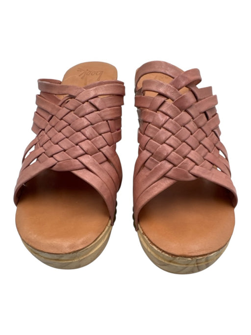 Beek Shoe Size 6 Dusty Pink Leather Wood Sole Braided Block Heel Sandals Dusty Pink / 6