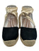 L.K. Bennett Shoe Size 36 Black & Beige Canvas Raffia Ankle Wrap Wedges Black & Beige / 36