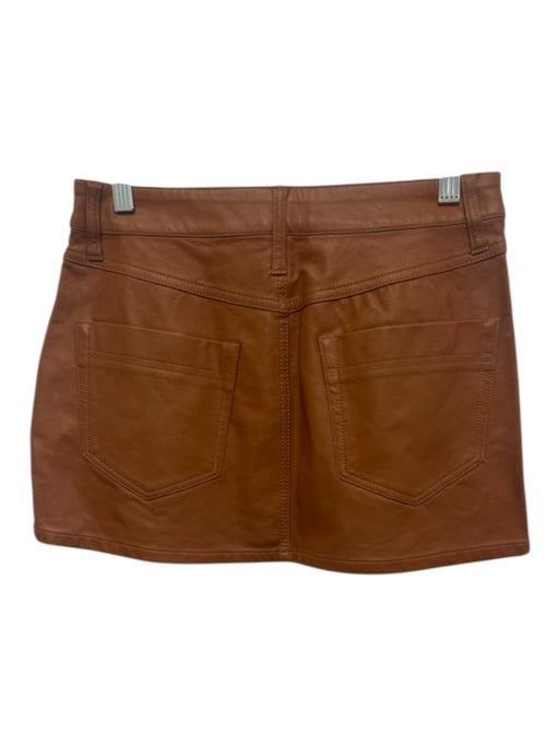 We The Free Size 25 Brown Viscose Faux Leather Diagonal Buttons Mini Skirt Brown / 25