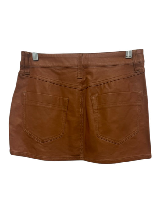 We The Free Size 25 Brown Viscose Faux Leather Diagonal Buttons Mini Skirt Brown / 25