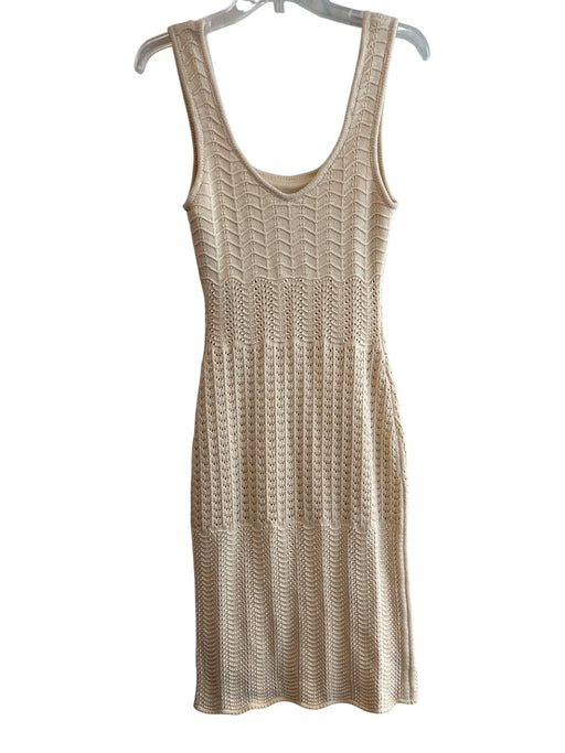 House of Harlow Size S Beige Cotton Blend Sleeveless Knit Scoop Neck Lined Dress Beige / S