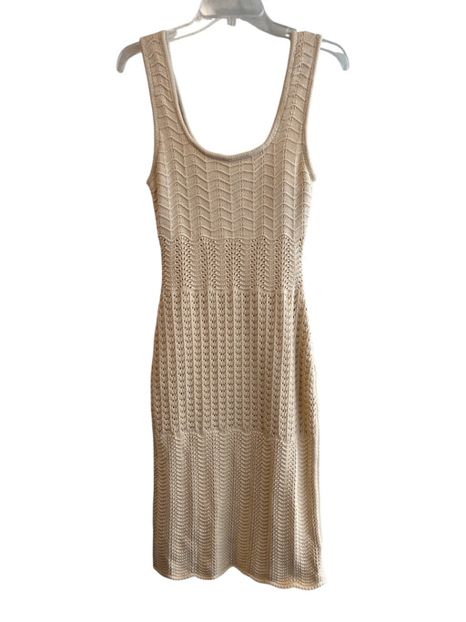 House of Harlow Size S Beige Cotton Blend Sleeveless Knit Scoop Neck Lined Dress Beige / S
