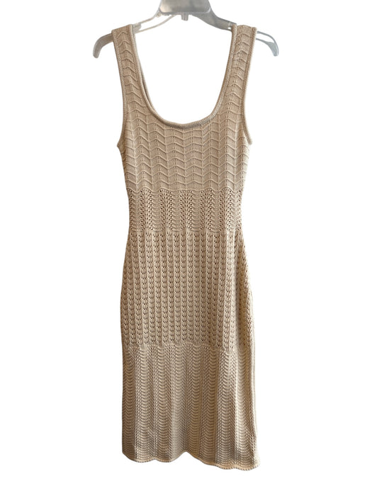 House of Harlow Size S Beige Cotton Blend Sleeveless Knit Scoop Neck Lined Dress Beige / S