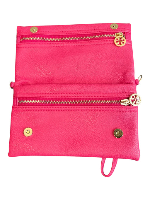 Tory Burch Pink Leather Gold hardware Envelope Flap Magnetic Close Wristlet Bag Pink / S