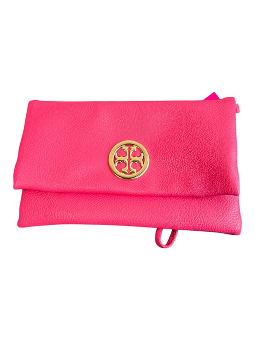 Tory Burch Pink Leather Gold hardware Envelope Flap Magnetic Close Wristlet Bag Pink / S