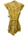 Derek Lam Size 44 Cotton Painted Cork & Metal Ruffle Cap Sleeve V Neck Romper Cotton / 44
