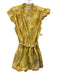 Derek Lam Size 44 Cotton Painted Cork & Metal Ruffle Cap Sleeve V Neck Romper Cotton / 44