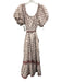 Cleobella Size L White, Red & Navy Blue Cotton Floral Blocked Print Dress White, Red & Navy Blue / L