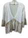 Ruby Yaya Size XS White & Gold Cotton Sequin Embroidery 3/4 Sleeve Top White & Gold / XS