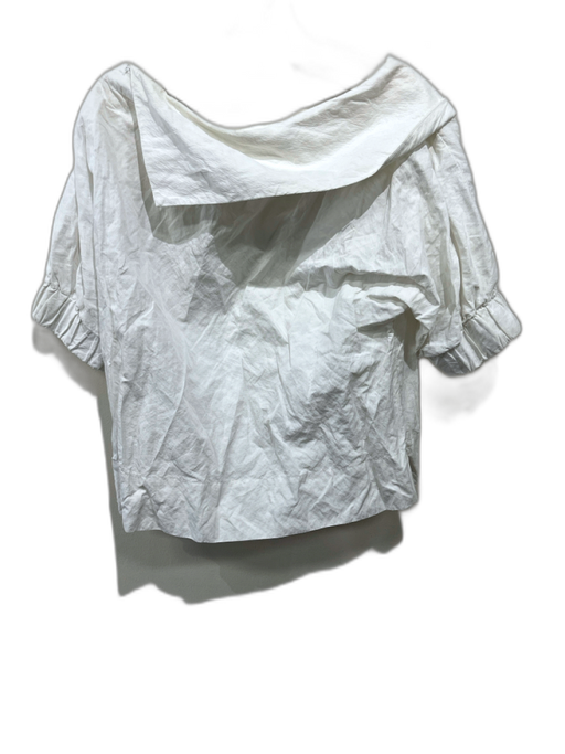 Finley Size S White Polyester Blend Crinkle Wide Neck 1/2 Balloon Sleeve Top White / S